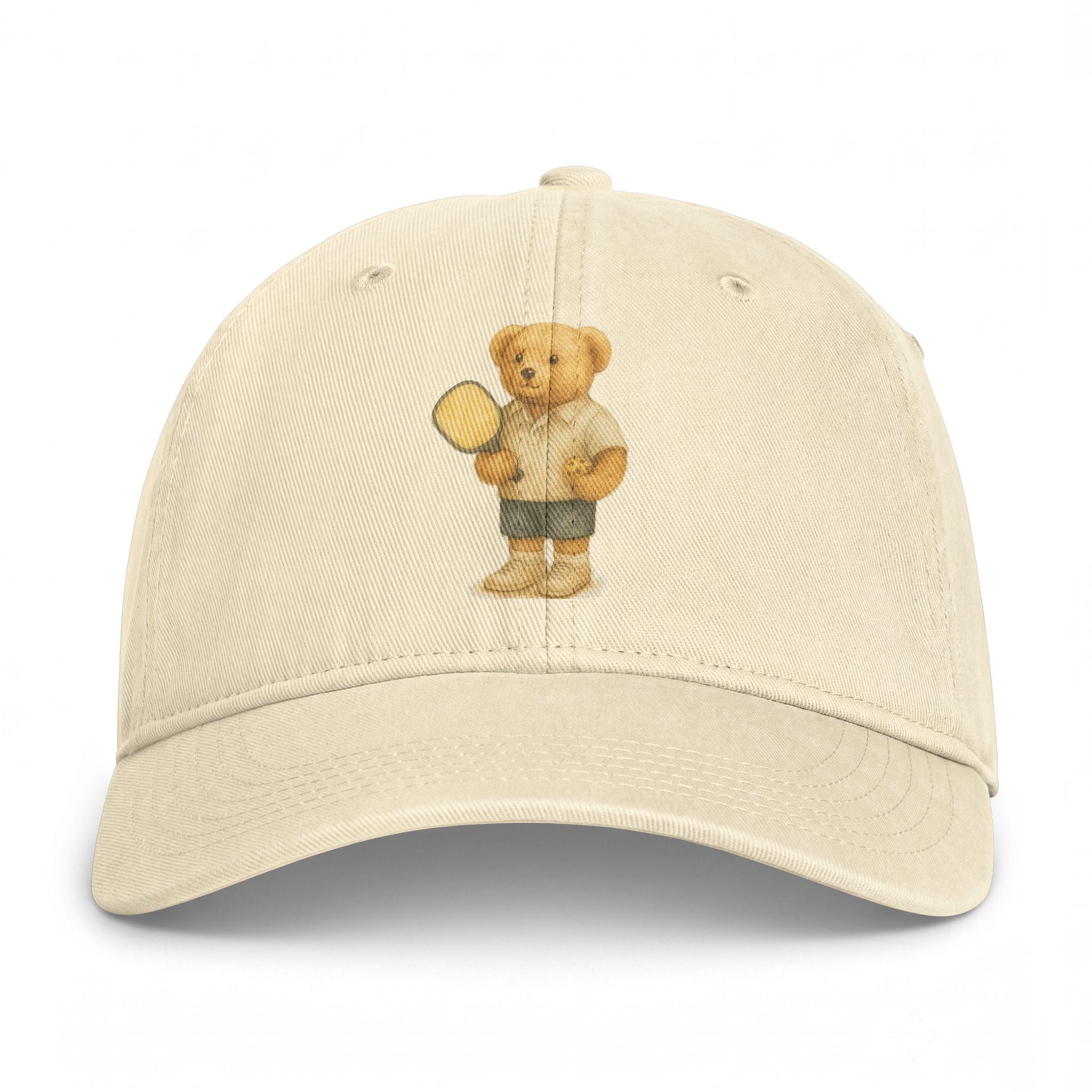 Coastal Teddy Bear Baseball Cap - Washed Beach Hat with Paddle Bear Print