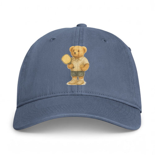 Coastal Teddy Bear Baseball Cap - Washed Beach Hat with Paddle Bear Print